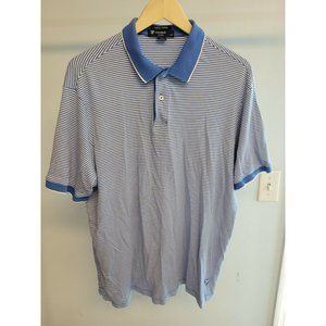 Cremieux Classics Short Sleeve Polo Shirt, blue/white stripes, large